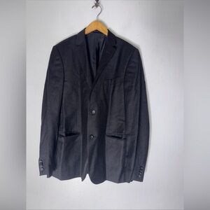 z‎ zegna blazer Black Wool Silk 2 Button Size 50R